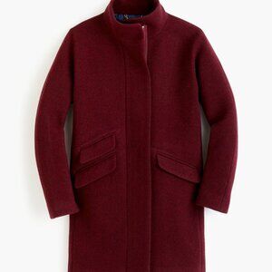 NWT J Crew Italian Wool Stadium Cloth Cocoon Coat Sz 00 Heather Fire Red